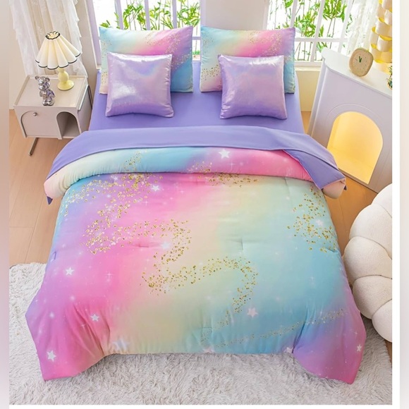 Full Size Comforter Sets for Girls Rainbow Bedding Comforter Sets (055) - Picture 1 of 3